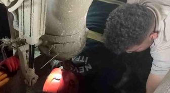 Harç karma makinasına düşen işçi ağır yaralandı
