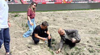 Samsun 19 Mayıs Stadı'nın zemini yeni sezona hazırlanıyor