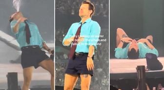 Harry Styles ağzından su püskürtürken nefessiz kaldı! Bir anda yere yığıldı