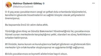 Bakan Göktaş'tan kreş ve gündüz bakımevlerine yönelik yeni düzenlemeye ilişkin paylaşım