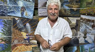 Emekli inşaat ustası 71 yaşındaki ressam altıncı sergisini açtı