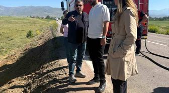 Bayburt'ta yakıt yüklü tankerin devrildiği bölgede çevresel inceleme yapıldı