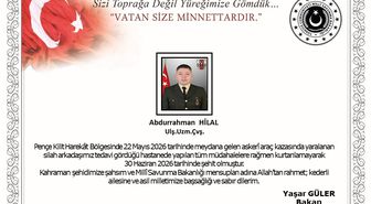 Bakan Güler'den Şehit Uzman Çavuş Abdurrahman Hilal İçin Taziye Mesajı
