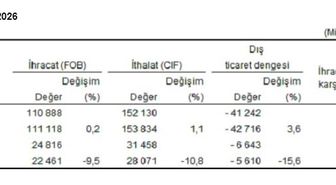 TÜİK: İhracat yüzde 9,5, ithalat yüzde 10,8 azaldı