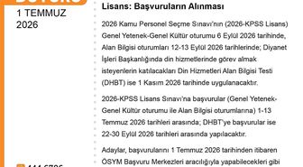 2026 Lisans KPSS başvuruları başladı