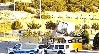 Isparta'da kontrolden çıkan tır devrildi