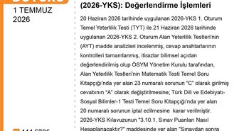 YKS değerlendirildi: 1 soru iptal, 1 sorunun şıkkı değişti