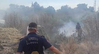 Balıkesir'de çıkan saman yangını söndürüldü