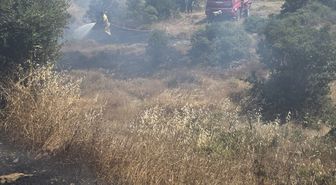 Çanakkale'de tarım arazisinde çıkan yangın söndürüldü