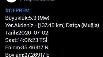 Muğla'da 5.3 büyüklüğünde deprem