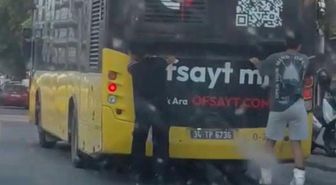 Pendik'te patenli iki gencin trafikteki ilginç yolculuğu kamerada