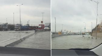 Harem Sahil Yolu'nu da su bastı, denizle kara birleşti
