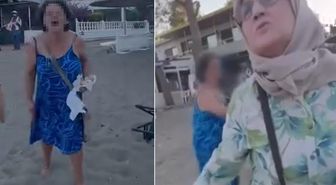 Plajda oturan başörtülü anne ile kızına saldıran kadına tutuklama talebi