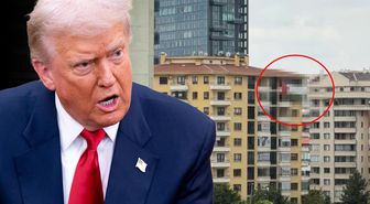 ABD Başkanı Trump'ın kalacağı otelin karşısına Filistin bayrağı asıldı