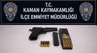 Kaman'da ruhsatsız tabanca ve 52 fişek ele geçirildi