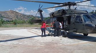 Tunceli'de engerek yılanının ısırdığı kişi helikopterle hastaneye kaldırıldı