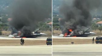 Yunan F-16 uçağı havada yandı! Acil inişten saniyeler sonra alev topuna döndü