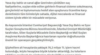Adalet Bakanı Gürlek: Yasa dışı bahis ve uyuşturucuyla mücadelede 76 milyar TL'lik operasyon