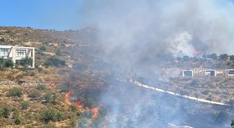 Bodrum'da makilik alanda çıkan yangına müdahale ediliyor