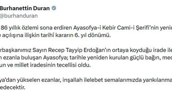 İletişim Başkanı Duran: Ayasofya'dan yükselen ezanlar ilelebet yankılansın