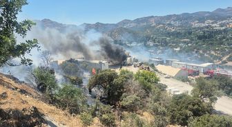 Bodrum'da konteynerde çıkan yangın makilik alana sıçradı