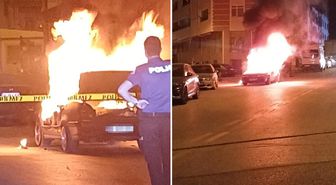 Seyir halindeki otomobil bir anda alev topuna döndü