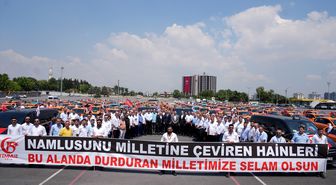 253 taksici Türk bayraklarıyla 15 Temmuz konvoyu düzenledi