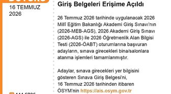AGS ve ÖABT'nin giriş belgeleri erişime açıldı
