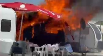 Park halindeki karavan alevlere teslim oldu