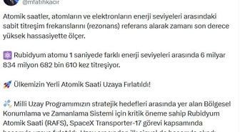 Bakan Kacır: Ülkemizin yerli atomik saati uzaya fırlatıldı