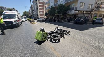 Efeler'de hafif ticari araçla çarpışan motosiklet sürücüsü yaralandı