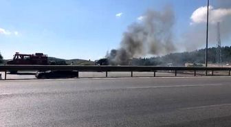 Bursa'da seyir halindeki tır alev topuna döndü