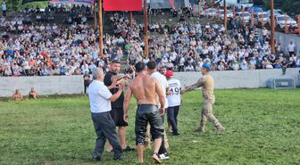 Dağköy yağlı güreşlerinde kavgalı yarı final