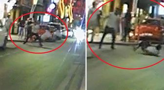 Samsun'da taşkınlık yapan alkollü şahsı tek yumrukla yere serdi: O anlar kamerada