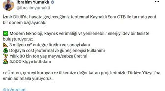 Bakan Yumaklı: Jeotermal Kaynaklı Sera OTB ile tarımda yeni bir dönem başlayacak