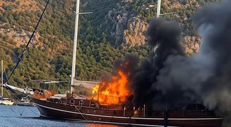 Göcek'te tekne yangını