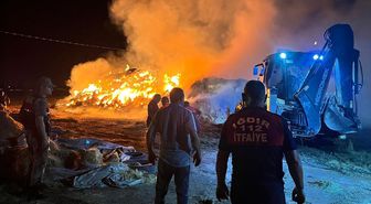 Iğdır'da bir evin bahçesindeki 6 bin balya ot yandı
