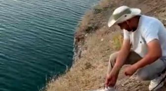 Malatya'da oltaya balık yerine martı takıldı