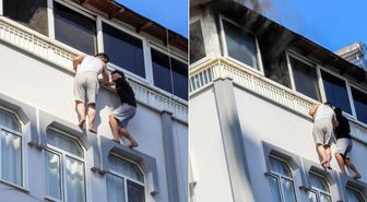 Ölümle burun buruna! 5. katın korkuluklarında asılı kaldılar