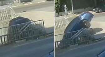 Pendik'te otomobil dereye düştü; kaza kamerada