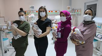 Van'da dördüz prematüre bebekler 34 gün sonra sağlıkla taburcu edildi