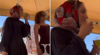 Başörtülü kadın, içtiği şeyin alkol olduğunu anlayınca şoke oldu