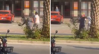 Trafik kavgasında ticari taksi sürücüsünün yumruk attığı yaşlı adam yere düştü