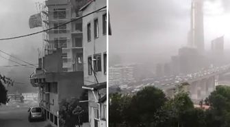 Hava aniden karardı, İstanbul'u fırtına esir aldı: Ağaçlar devrildi, çatılar uçtu