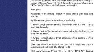 Emekli Sandığı kapsamındaki zam farkı ödemeleri 24 Temmuz'da başlayacak