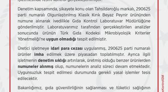 Tahsildaroğlu peynirinde uygunsuzluk: Toplatma kararı