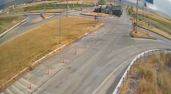 Çorum'da iki TIR'ın çarpıştığı kaza kamerada