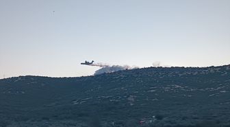 İzmir'de çıkan orman yangınına havadan ve karadan müdahale ediliyor