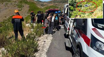Antalya'da korkunç kaza: Uçuruma yuvarlanan otomobildeki 5 kişi can verdi