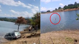 Baraja uçan otomobilden son anda atladı